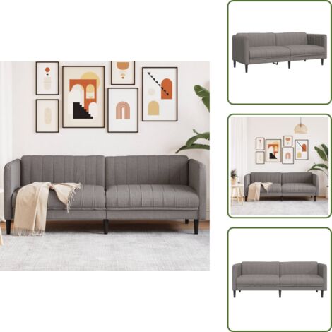 The Living Store Sofá de 3 plazas tela gris taupe - Sofá gris