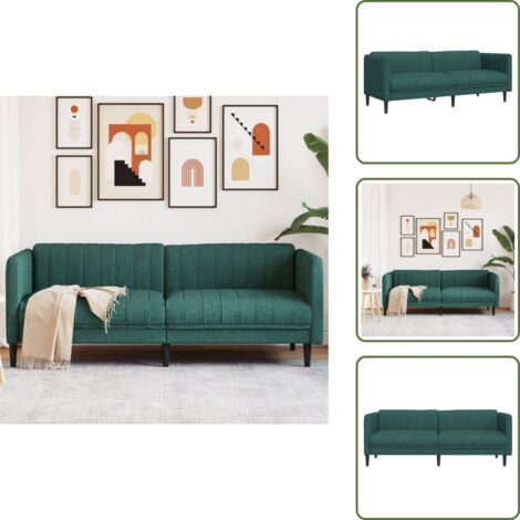 The Living Store Sofá de 3 plazas tela verde oscuro - Sofá verde oscuro