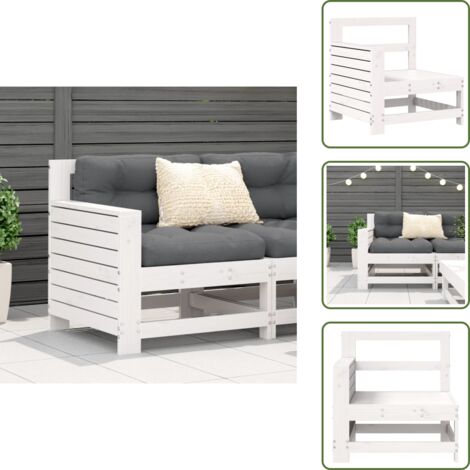 The Living Store Sofá de jardín con reposabrazos madera pino blanco 69x62x70,5cm - Madera de pino