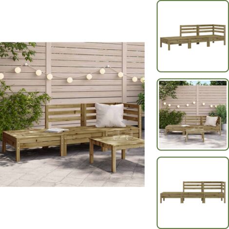 The Living Store Sofá de jardín de 3 plazas madera de pino impregnada - Sofá de madera