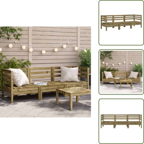 The Living Store Sofá de jardín de 3 plazas madera de pino impregnada - Sofá de madera