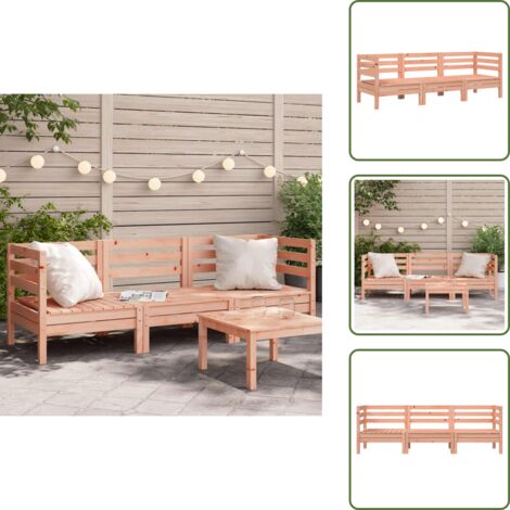 The Living Store Sofá de jardín de 3 plazas madera maciza de abeto Douglas - Sofá de madera