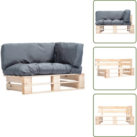 The Living Store Sofá de jardín de palets con cojines grises madera de pino - Sofá de madera