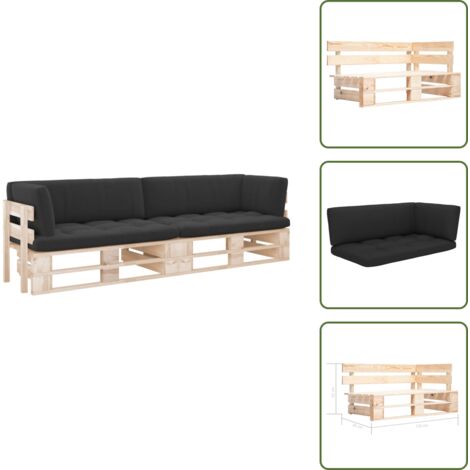 The Living Store Sofá de palets 2 plazas cojines madera de pino impregnada - Sofá de jardín