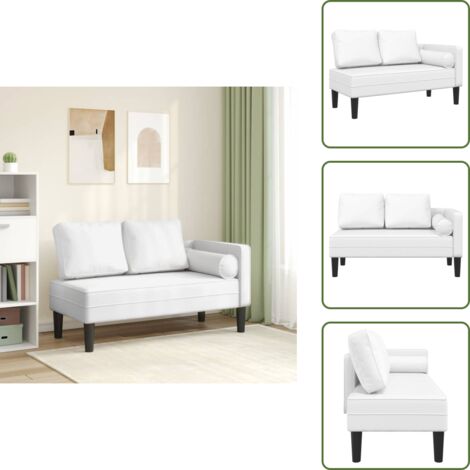 The Living Store Sofá diván con cojines cuero sintético blanco - Sofá de jardín