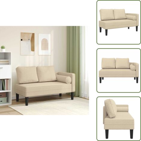 The Living Store Sofá diván con cojines tela crema - Sofá chaise longue