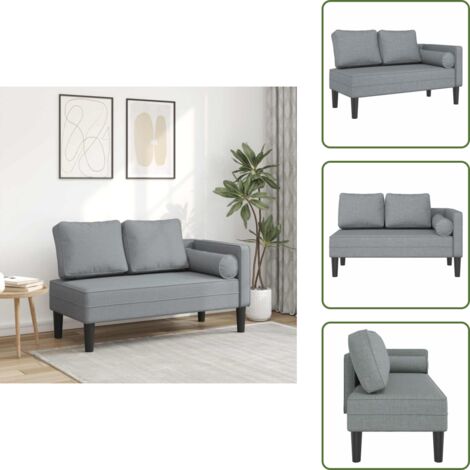 The Living Store Sofá diván con cojines tela gris claro - Sofá chaise longue
