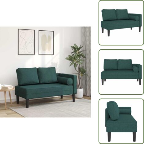 The Living Store Sofá diván con cojines tela verde oscuro - Diván