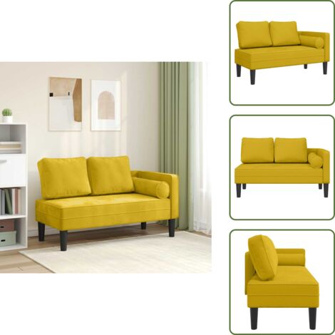 The Living Store Sofá diván con cojines terciopelo amarillo - Sofá lounge