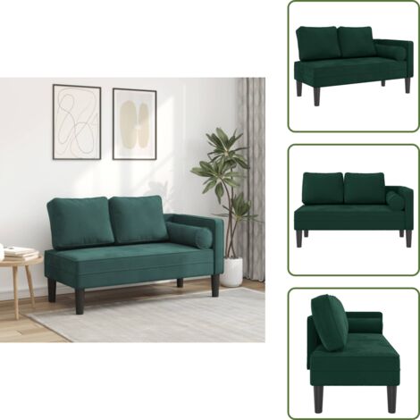 The Living Store Sofá diván con cojines terciopelo verde oscuro - Sofá lounge