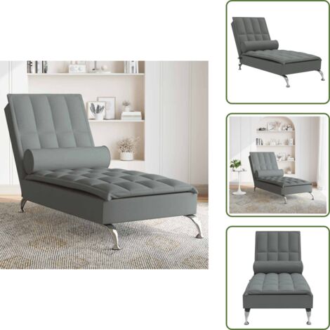 The Living Store Sofá diván de masaje con cojín de tela gris oscuro - Sofá de masaje