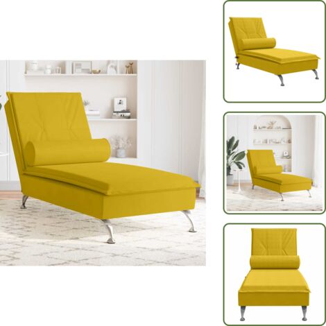 The Living Store Sofá diván de masaje con cojín de terciopelo amarillo - Sofá de masaje