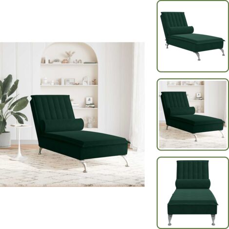 The Living Store Sofá diván de masaje con cojín de terciopelo gris oscuro - Sofá de masaje