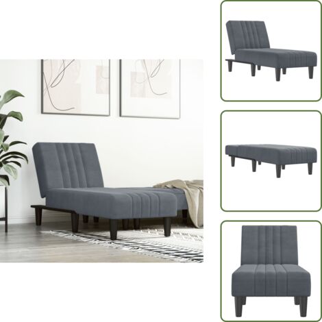 The Living Store Sofá diván de terciopelo gris oscuro - Sofá de terciopelo
