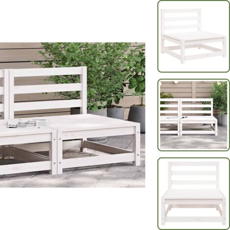 The Living Store Sofá jardín sin reposabrazos madera de pino blanco 70x70x67 cm - Sofá de exterior