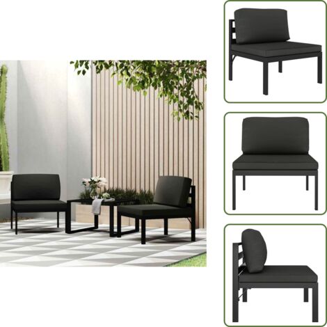 The Living Store Sofá modular central con cojines aluminio antracita - Cojín de aluminio