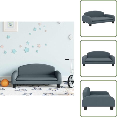 The Living Store Sofá para niños de tela gris oscuro 70x45x30 cm - Sofá infantil