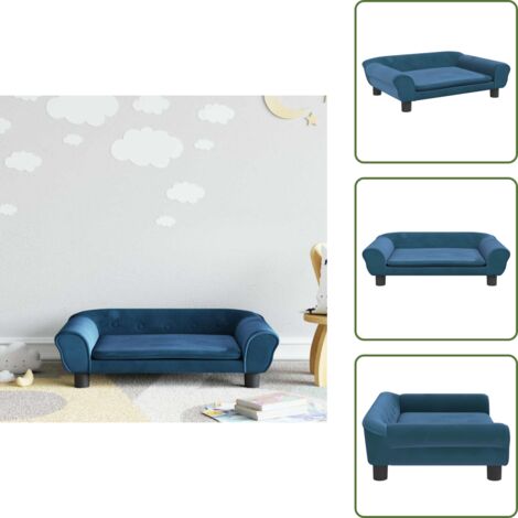 The Living Store Sofá para niños de terciopelo azul 70x45x26 cm - Sofá infantil