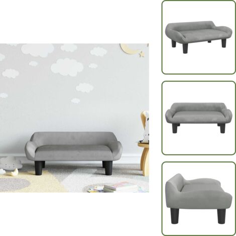 The Living Store Sofá para niños de terciopelo gris claro 70x40x24 cm - Sofá infantil