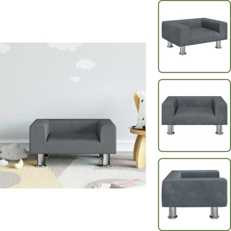 The Living Store Sofá para niños de terciopelo gris oscuro 50x40x26,5 cm - Sofá infantil