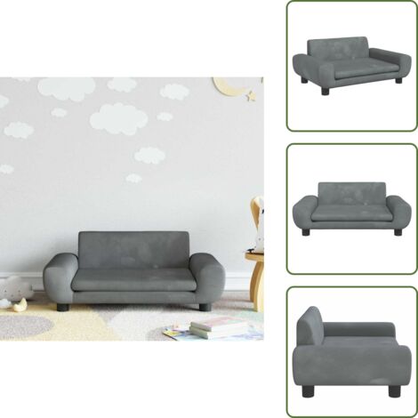 The Living Store Sofá para niños de terciopelo gris oscuro 70x45x33 cm - Sofá infantil