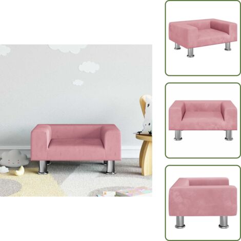 The Living Store Sofá para niños de terciopelo rosa 50x40x26,5 cm - Sofá infantil