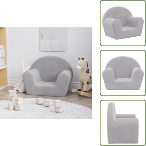 The Living Store Sofá para niños felpa suave gris claro - Sofá infantil