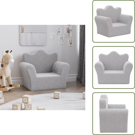 The Living Store Sofá para niños felpa suave gris claro - Sofá infantil