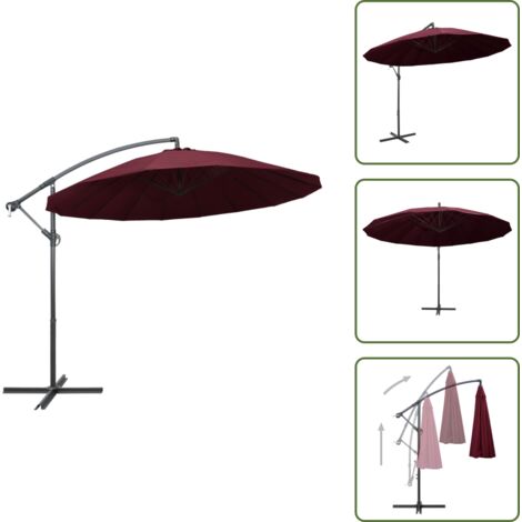The Living Store Sombrilla colgante con palo de aluminio burdeos 3 m - Sombrilla de jardín