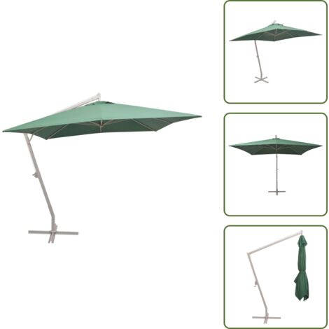 The Living Store Sombrilla colgante con palo de aluminio verde 300x300 cm - Sombrilla de jardín