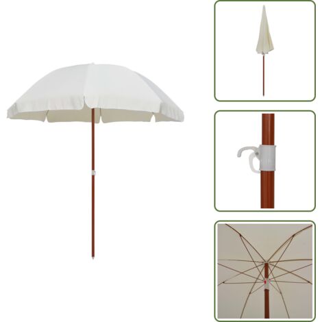 The Living Store Sombrilla con palo de acero blanco arena 240 cm - Sombrilla UV