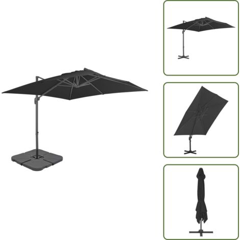 The Living Store Sombrilla de jardín con base portátil gris antracita - Sombrilla con base portátil