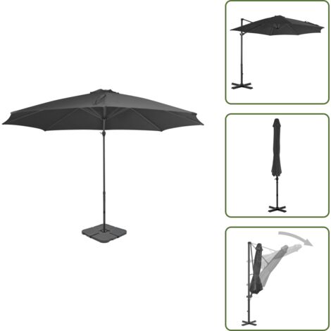 The Living Store Sombrilla de jardín con base portátil gris antracita - Sombrilla con base portátil