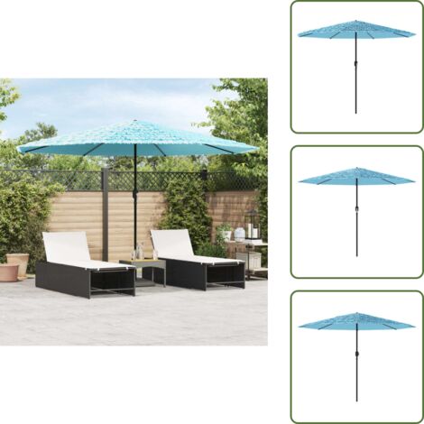 The Living Store Sombrilla de jardín con palo de acero azul 388x388x248 cm - Sombrilla azul