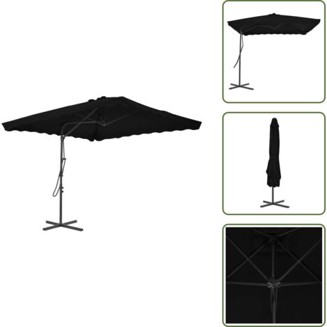 The Living Store Sombrilla de jardín con palo de acero negro 250x250x230 cm - Sombrilla de acero