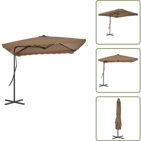 The Living Store Sombrilla de jardín con palo de acero taupe 250x250 cm - Sombrilla de acero