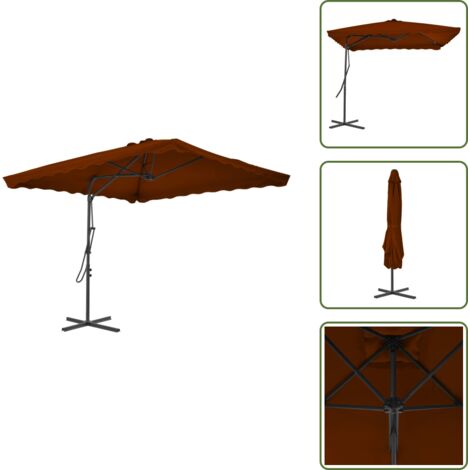 The Living Store Sombrilla de jardín con palo de acero terracota 250x250x230 cm - Sombrilla terracota