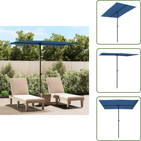 The Living Store Sombrilla de jardín con palo de aluminio azul azure 2x1,5 m - Sombrilla azul