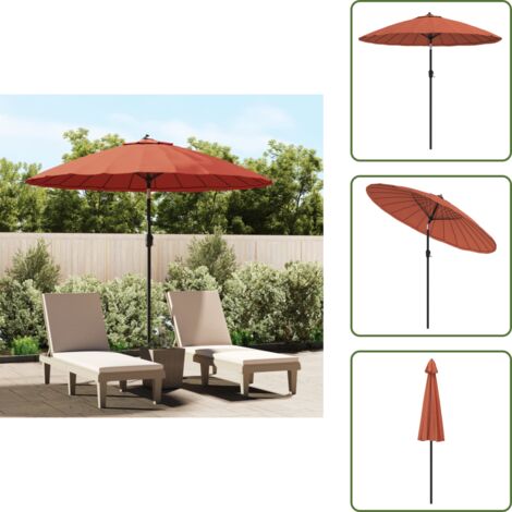The Living Store Sombrilla de jardín con palo de aluminio terracota 270 cm - Sombrilla terracota