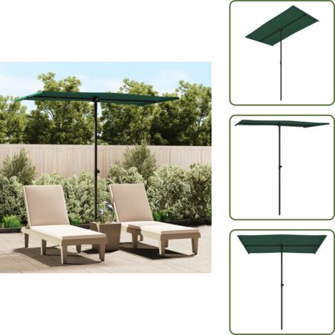 The Living Store Sombrilla de jardín con palo de aluminio verde 180x110 cm - Sombrilla verde