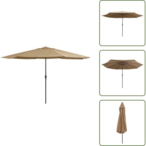 The Living Store Sombrilla de jardín con palo de metal taupe 390 cm - Sombrilla con palo de metal