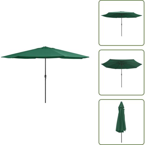The Living Store Sombrilla de jardín con palo de metal verde 390 cm - Sombrilla verde