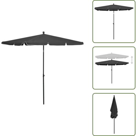 The Living Store Sombrilla de jardín con palo gris antracita 210x140 cm - Sombrilla exterior