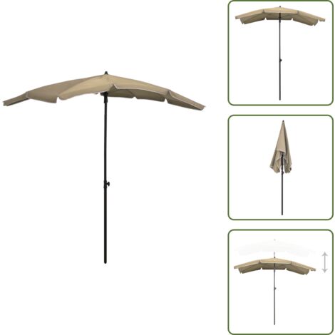 The Living Store Sombrilla de jardín con palo gris taupe 200x130 cm - Sombrilla con palo