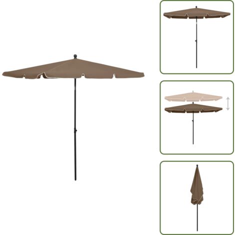 The Living Store Sombrilla de jardín con palo gris taupe 210x140 cm - Sombrilla exterior