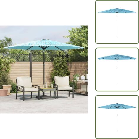 The Living Store Sombrilla de jardín con poste de acero azul 288x288x225 cm - Sombrilla azul