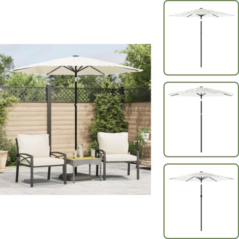 The Living Store Sombrilla de jardín con poste de acero blanca 223x223x213 cm - Protección solar