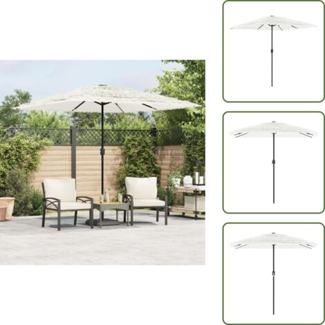 The Living Store Sombrilla de jardín con poste de acero blanca 248x248x248 cm - Sombrilla de paja