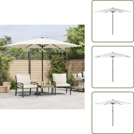 The Living Store Sombrilla de jardín con poste de acero blanca 288x288x225 cm - Protección solar