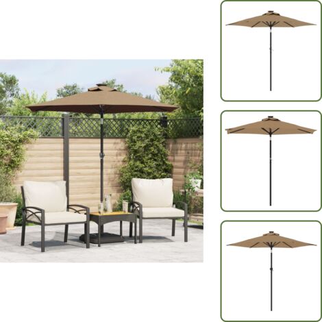 The Living Store Sombrilla de jardín con poste de acero taupe 225x225x212 cm - Sombrilla con poste